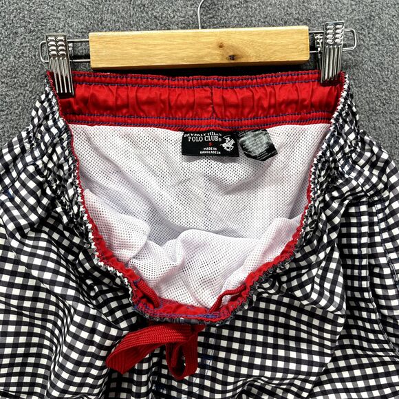 Beverly Hills Polo Club Trunks Mens Small Swimming Shorts Black White Check - Picture 10 of 14